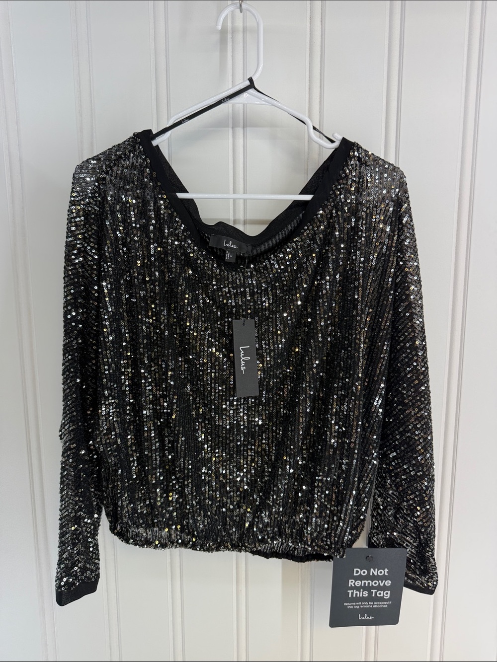Lulu's Black Sequin Long-Sleeve Top